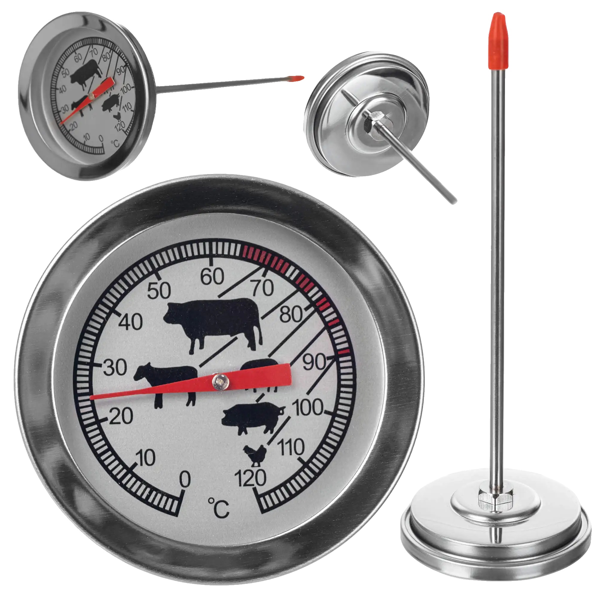 Fleischthermometer, Edelstahl, 14,5 Cm Länge, Temperaturbereich 0 Bis 120 °c, Analoge Struktur, Geeignet Für Verschiedene Fleischsorten