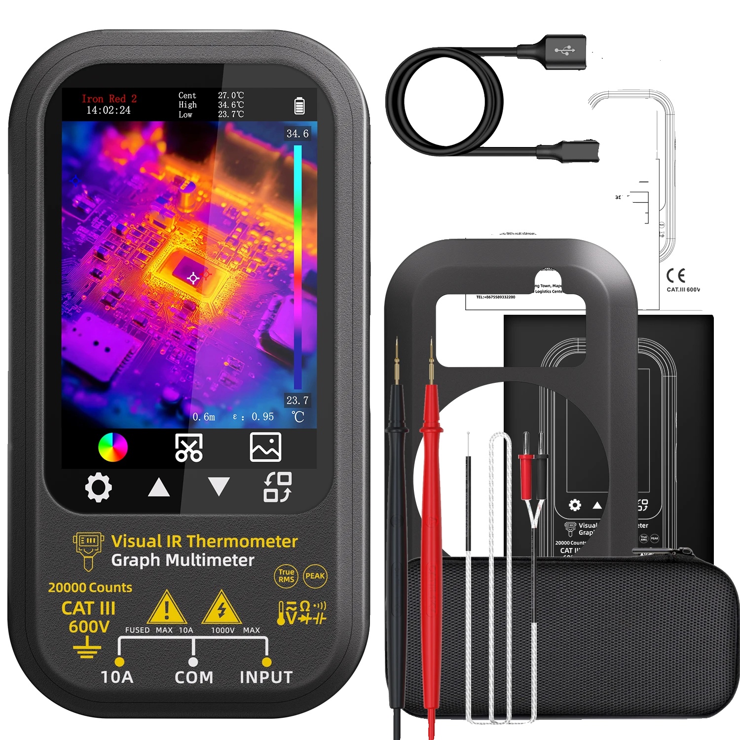 Thermischer Multimeter, 320x240 Auflösung, 360-grad-touchscreen, Sh6