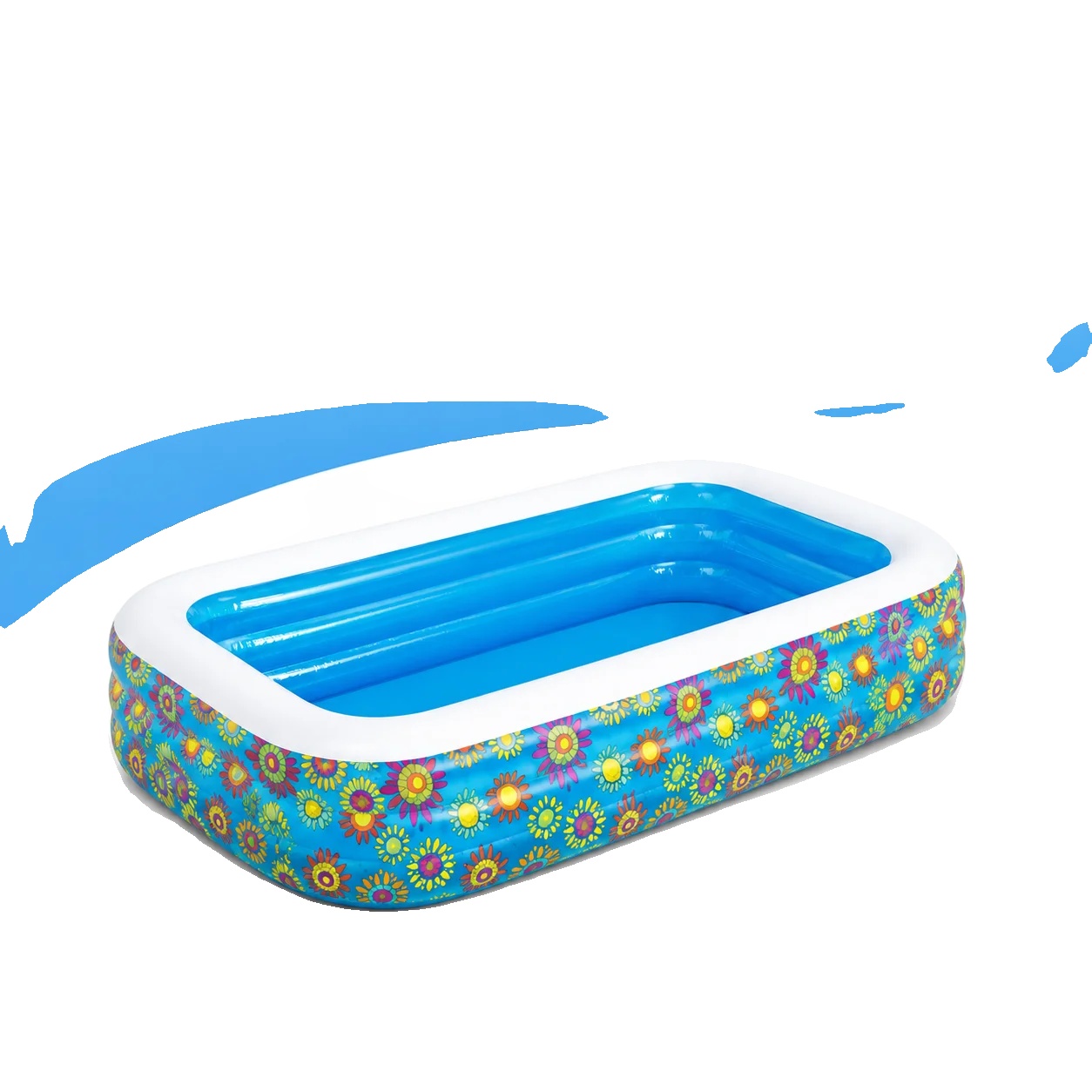 Aufblasbares Familien-schwimmbecken, Rechteckiges Design, Langlebiges Material, Blau