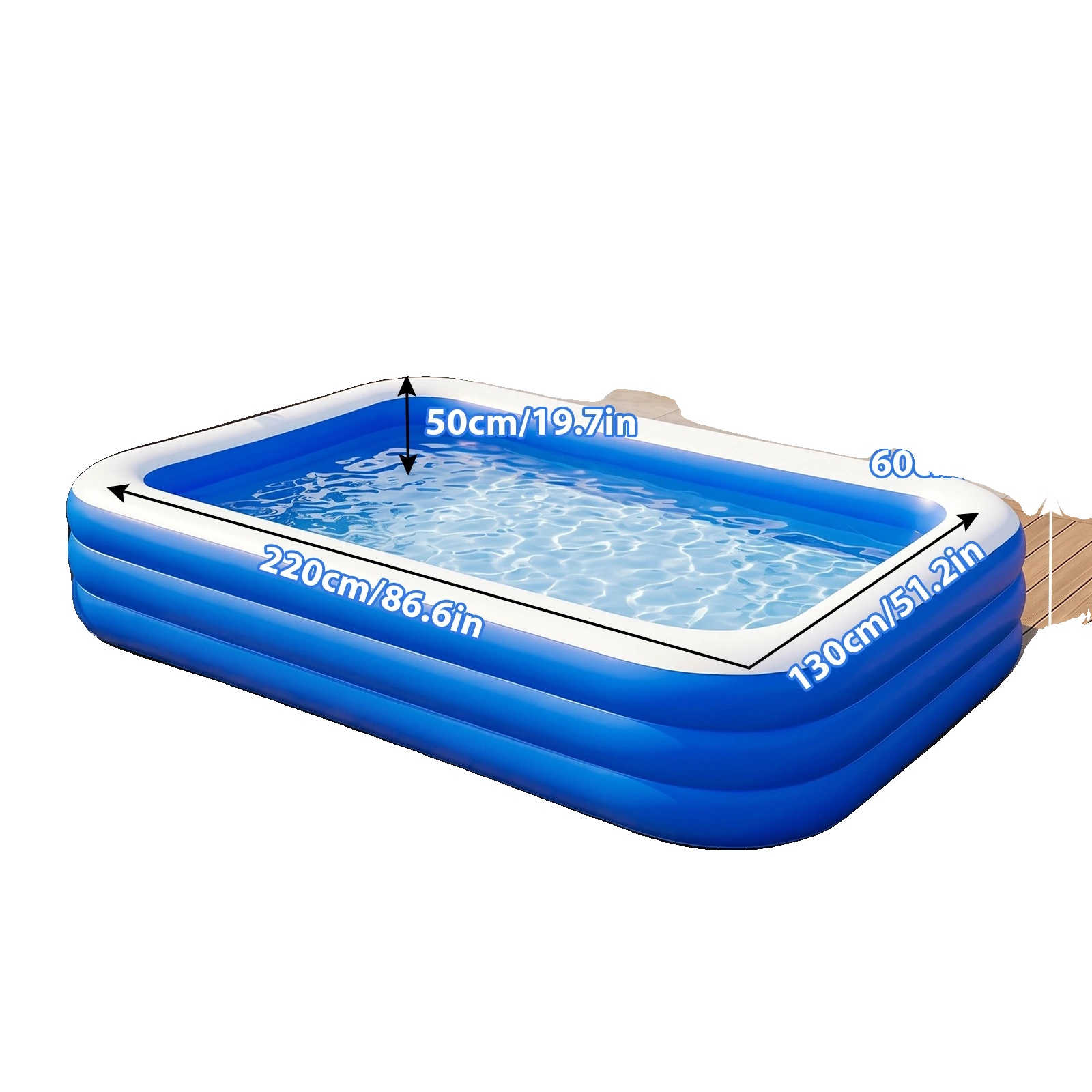 Aufblasbares Schwimmbecken, Langlebiges Pvc, Einfache Einrichtung, 2.6m