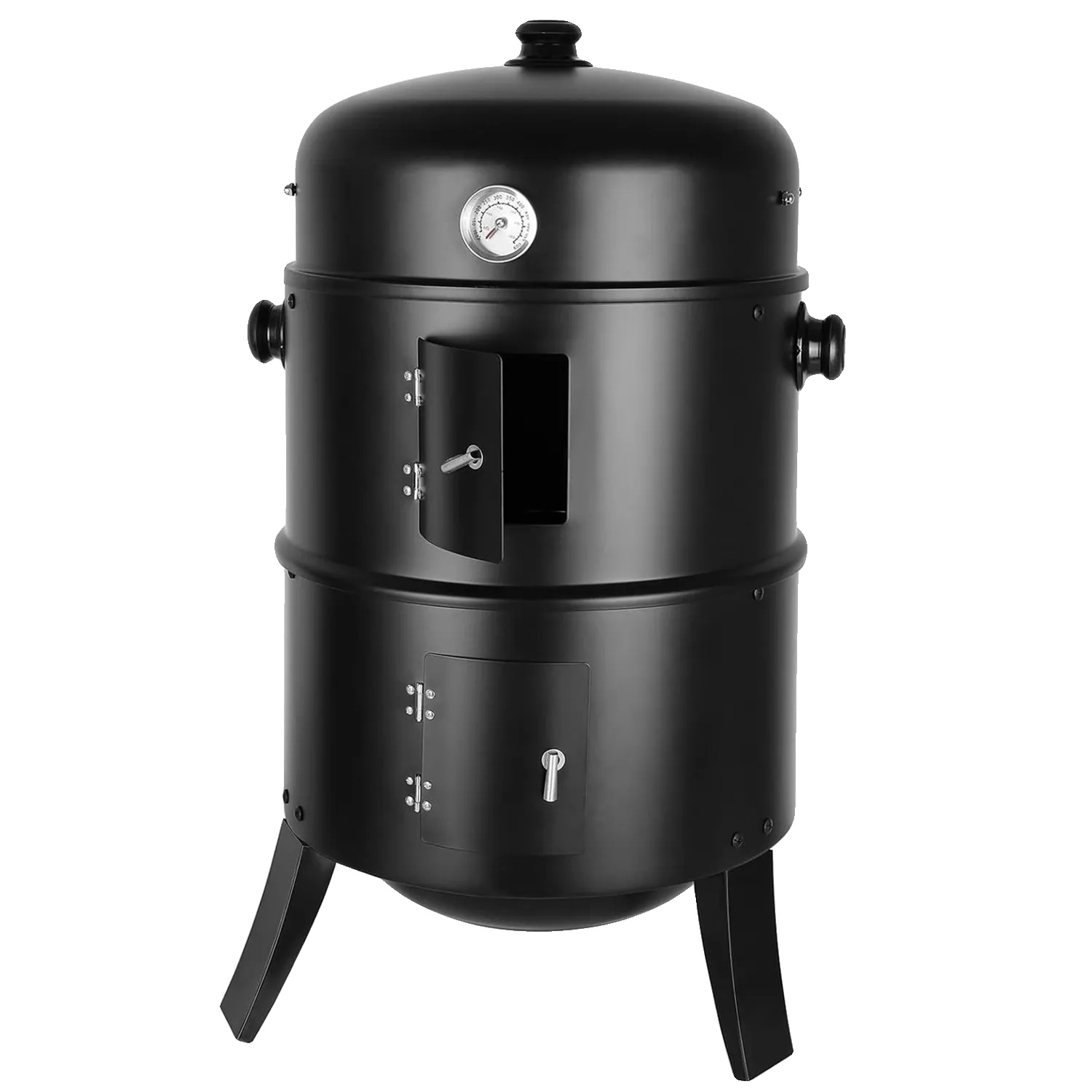 Räucherofen, Edelstahlgrills, 37,5 Cm Grillmaße, Kohlekompatibel, Verstellbare Lüftungsöffnungen, Hochtemperaturbeständiger Emaillebehälter