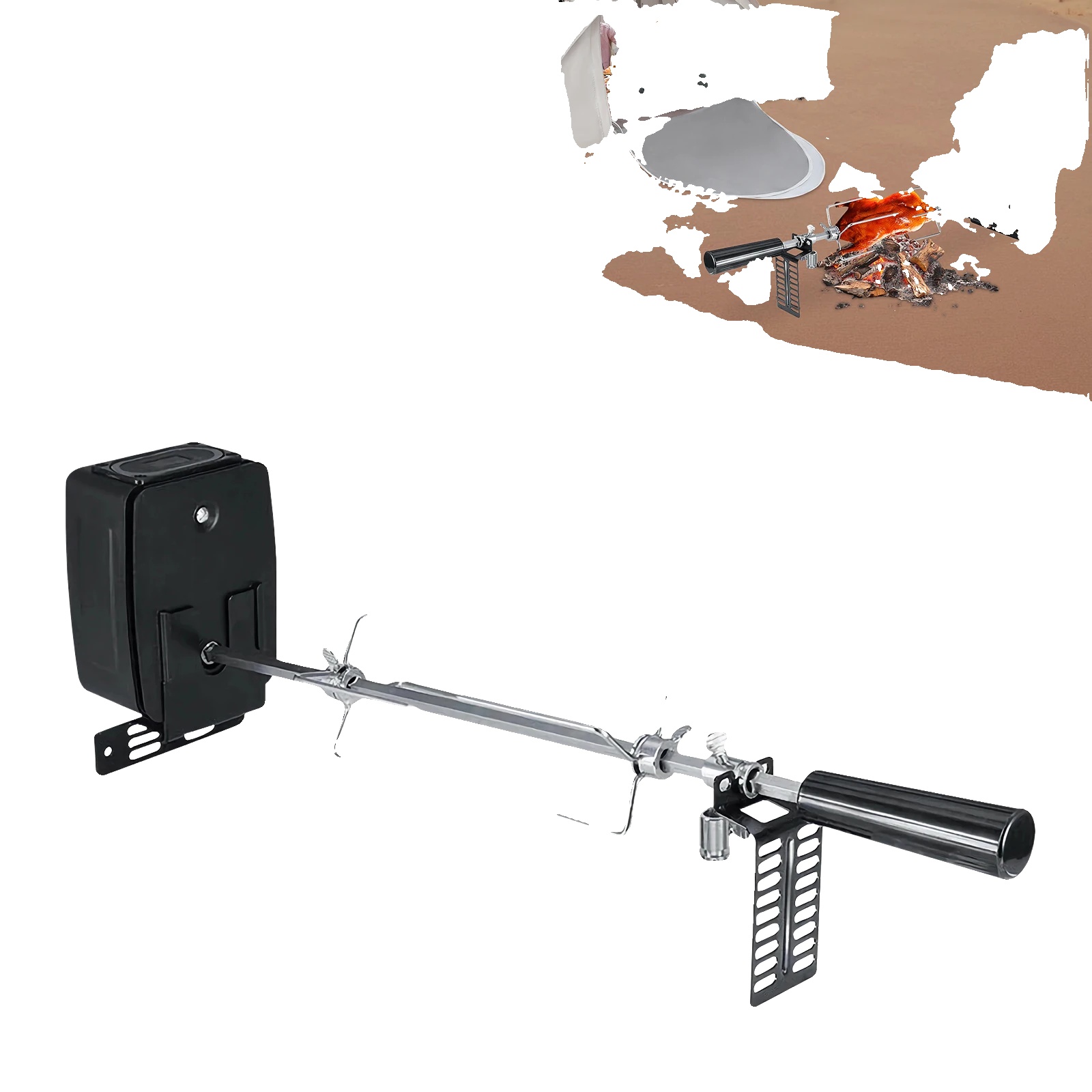 Grillrost, 360° Drehung, Höhenverstellbar, Schwarz Und Silber