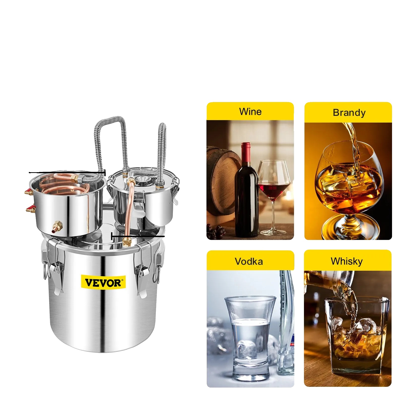 Mondschein Brennerei Set, Edelstahl & Kupfer, Dreifaches Kühlsystem, 30 L