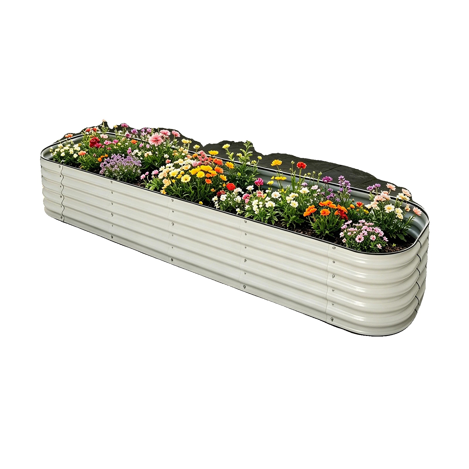 Hochbeet, Aluminium-zink-beschichteter Stahl, 240x60x43 Cm, 3 Verfügbare Konfigurationen, Offenes Design, Rechteckige Form