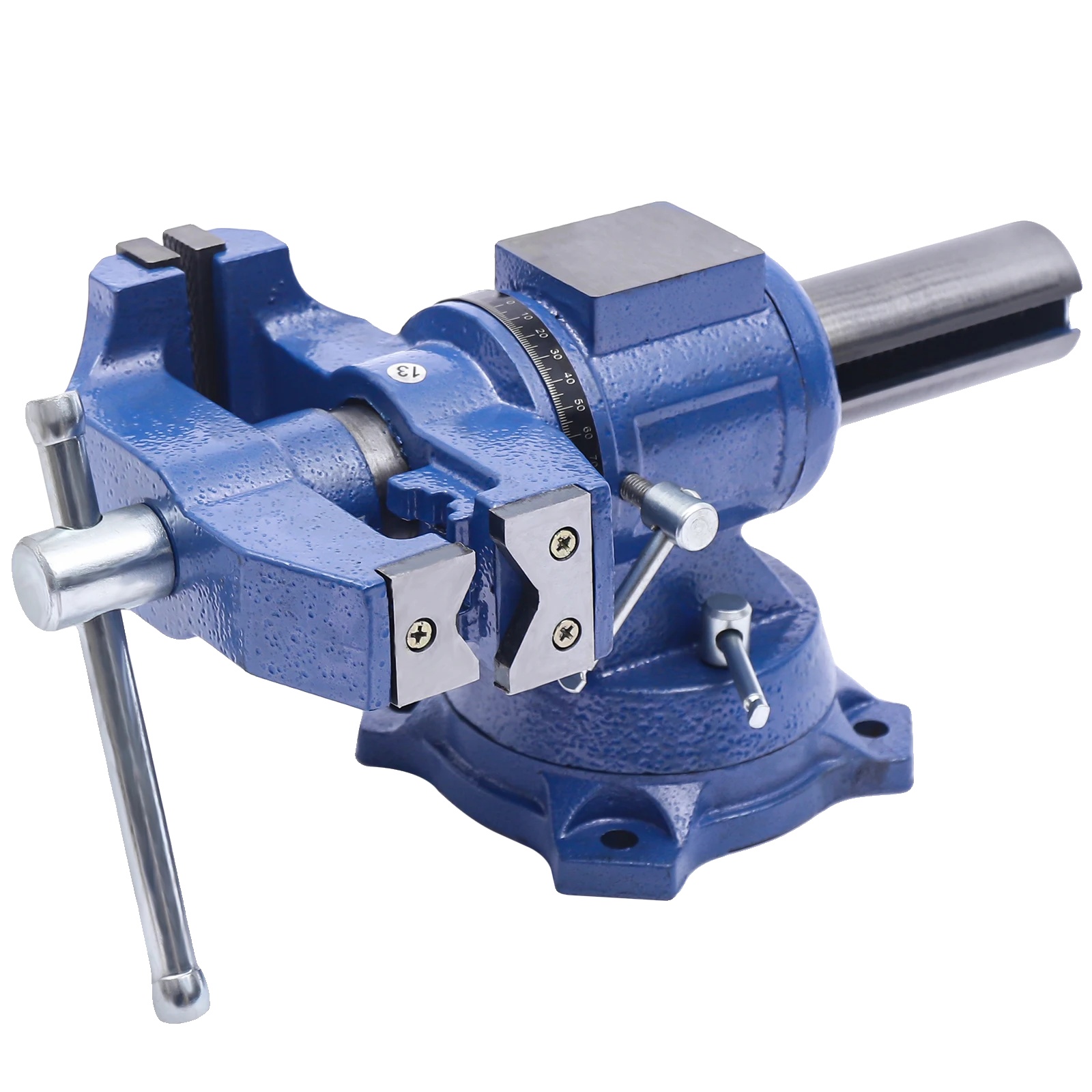 Tischschraubstock, 360° Drehung, Robuste Konstruktion, Dunkelblau, 4 Inches