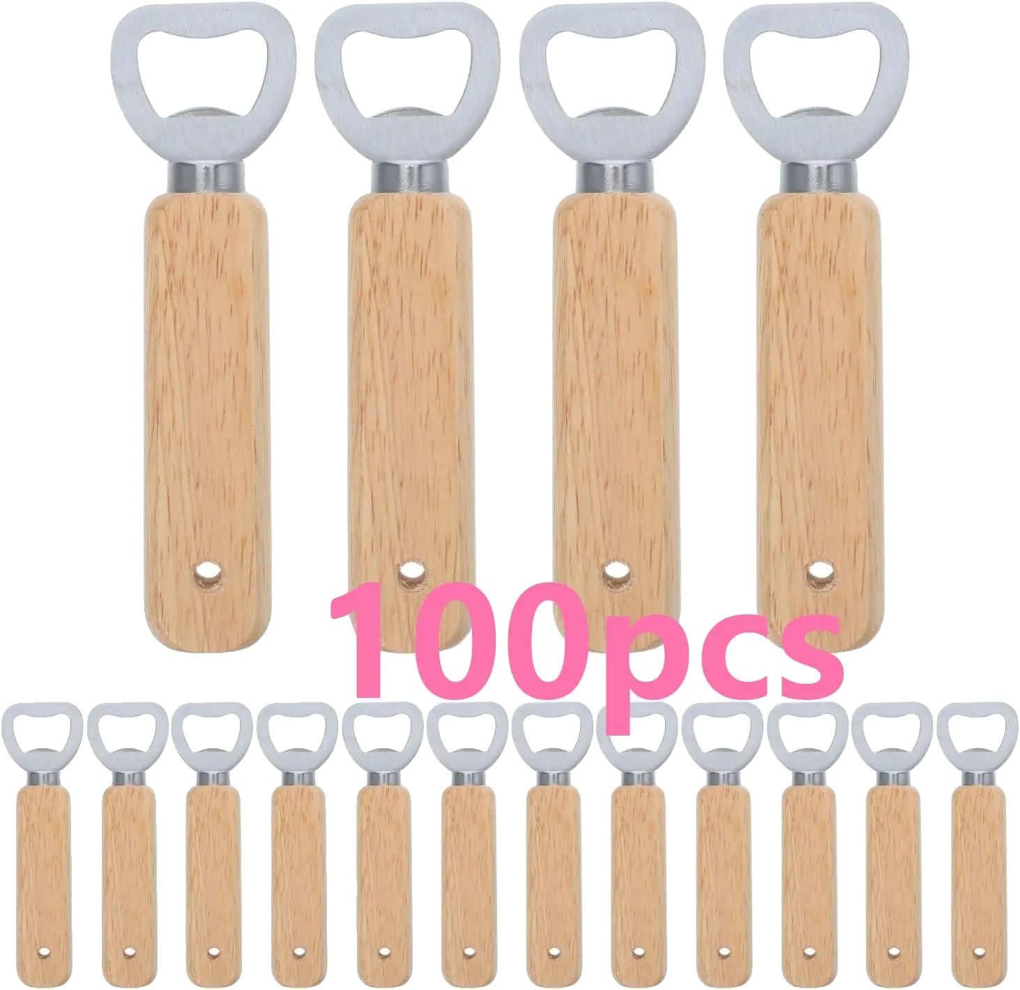 Flaschenöffner, Holzgriff, Tragbares Design, 100 Stück Flaschenöffner