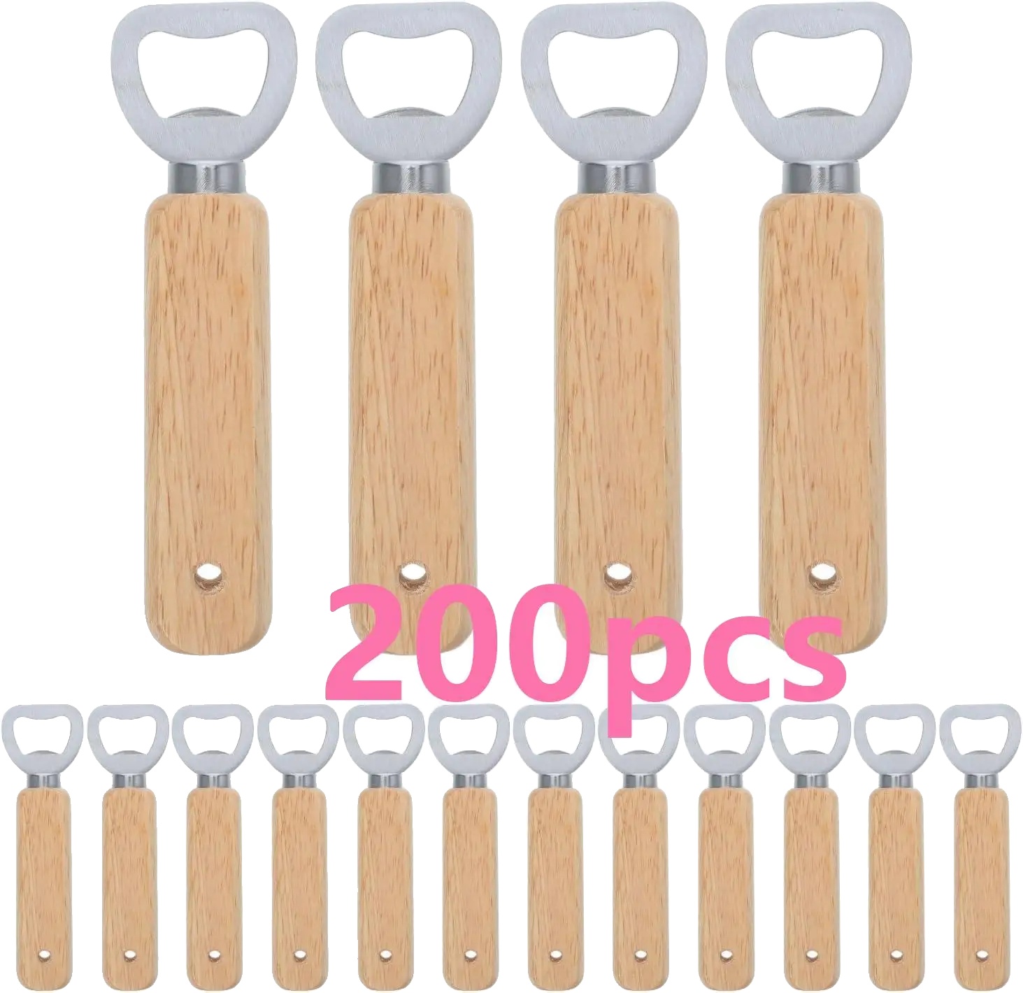 Flaschenöffner, Holzgriff, Tragbares Design, 200 Stück Flaschenöffner