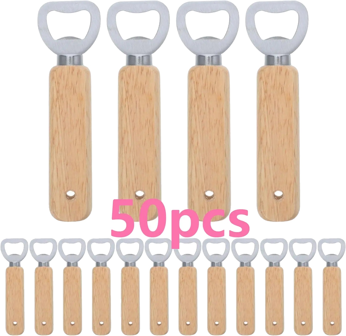 Flaschenöffner, Holzgriff, Tragbares Design, 50 Stück Flaschenöffner