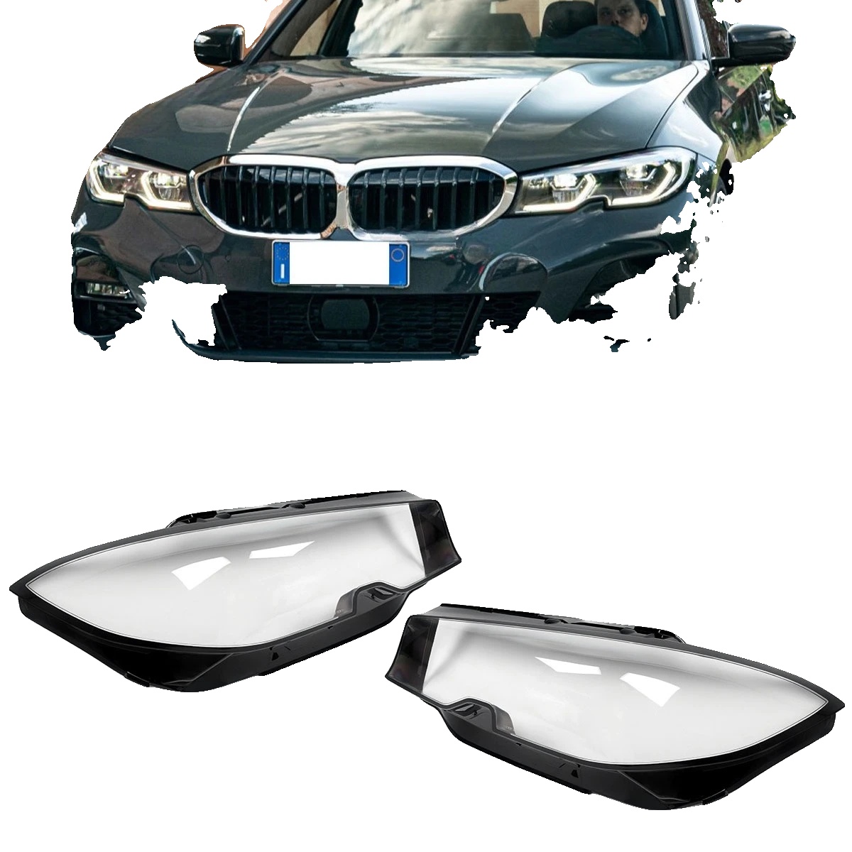 Scheinwerferlinsenabdeckung, Polycarbonatmaterial, Klare Linsenfarbe, Vorderplatzierung, Direkter Ersatz, Kompatibel Mit 3er Serie G20 G21 (2019-2021)