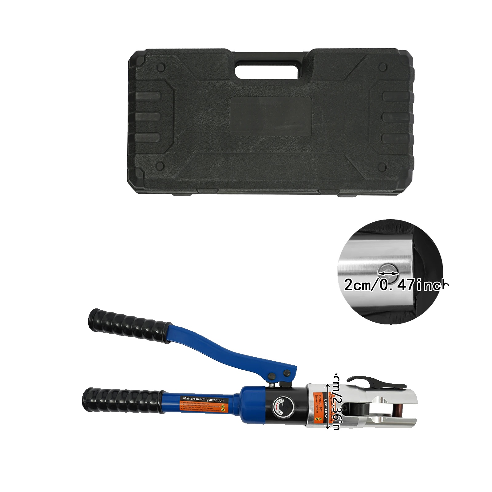 Hydraulische Crimpzange, 10t Tragfähigkeit, Vielseitige Backengrößen, Blau