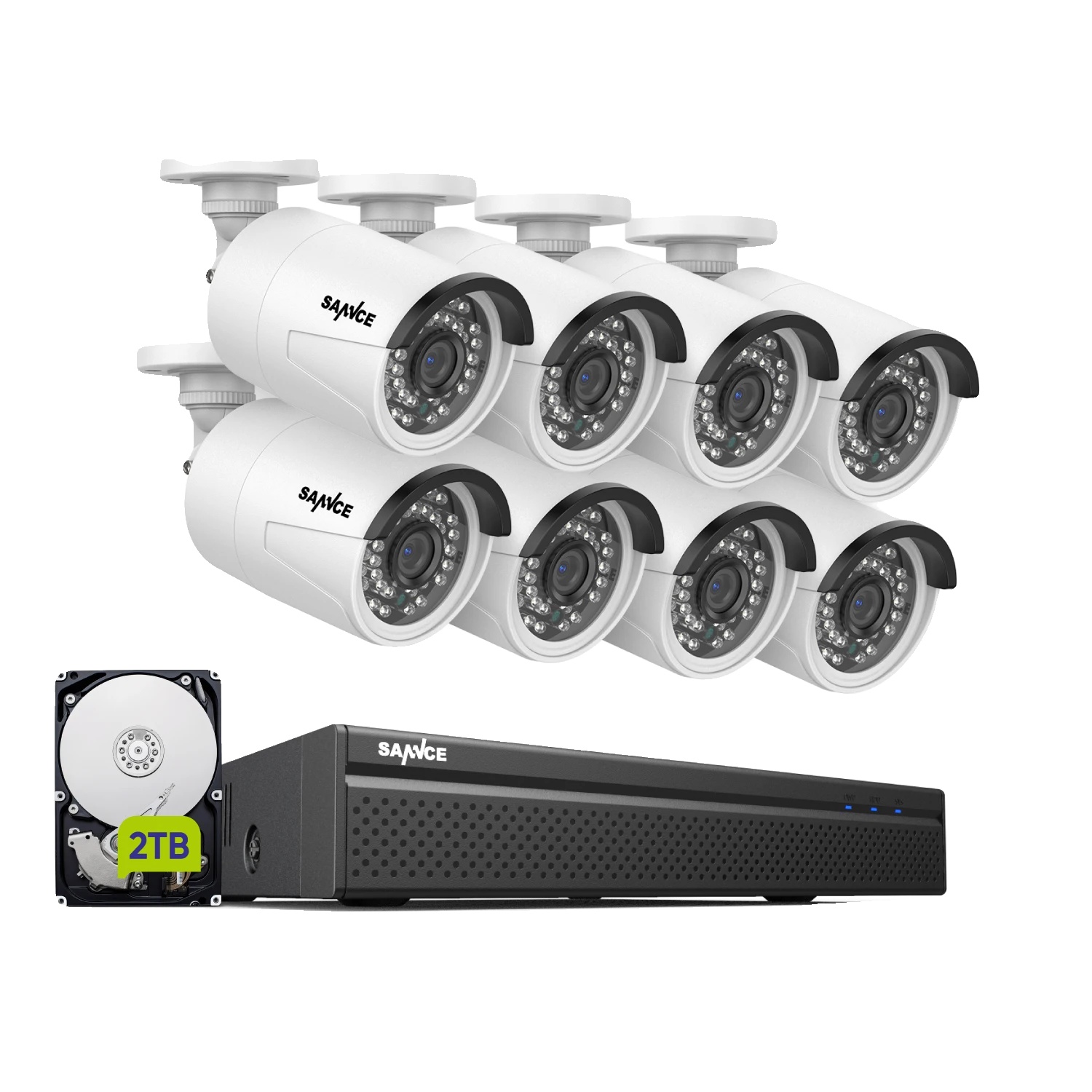 Cctv-sicherheitsystem, 3mp Auflösung, Einfache Poe-einrichtung, 8stück 2tb