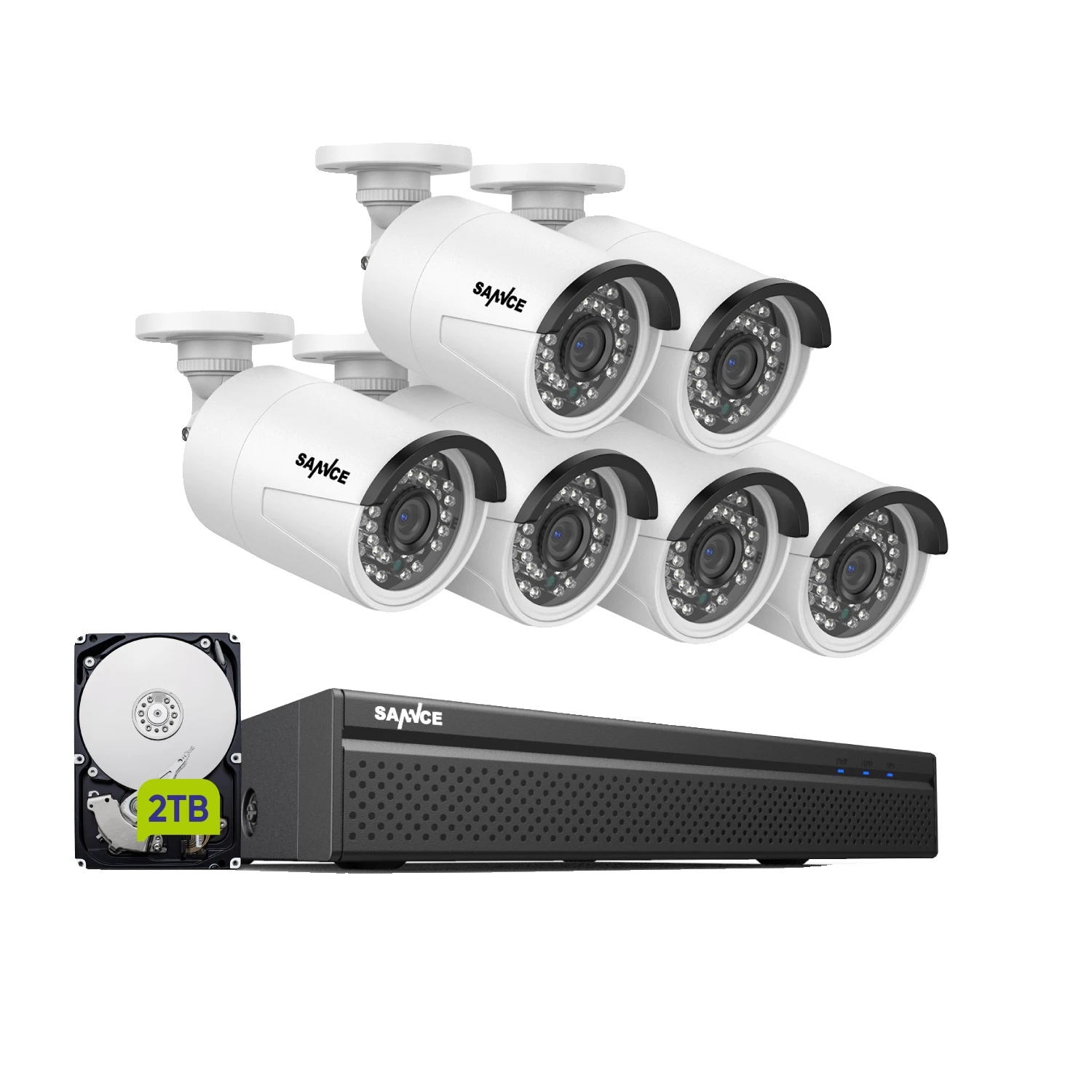 Cctv-sicherheitsystem, 3mp Auflösung, Einfache Poe-einrichtung, 6stück 2tb