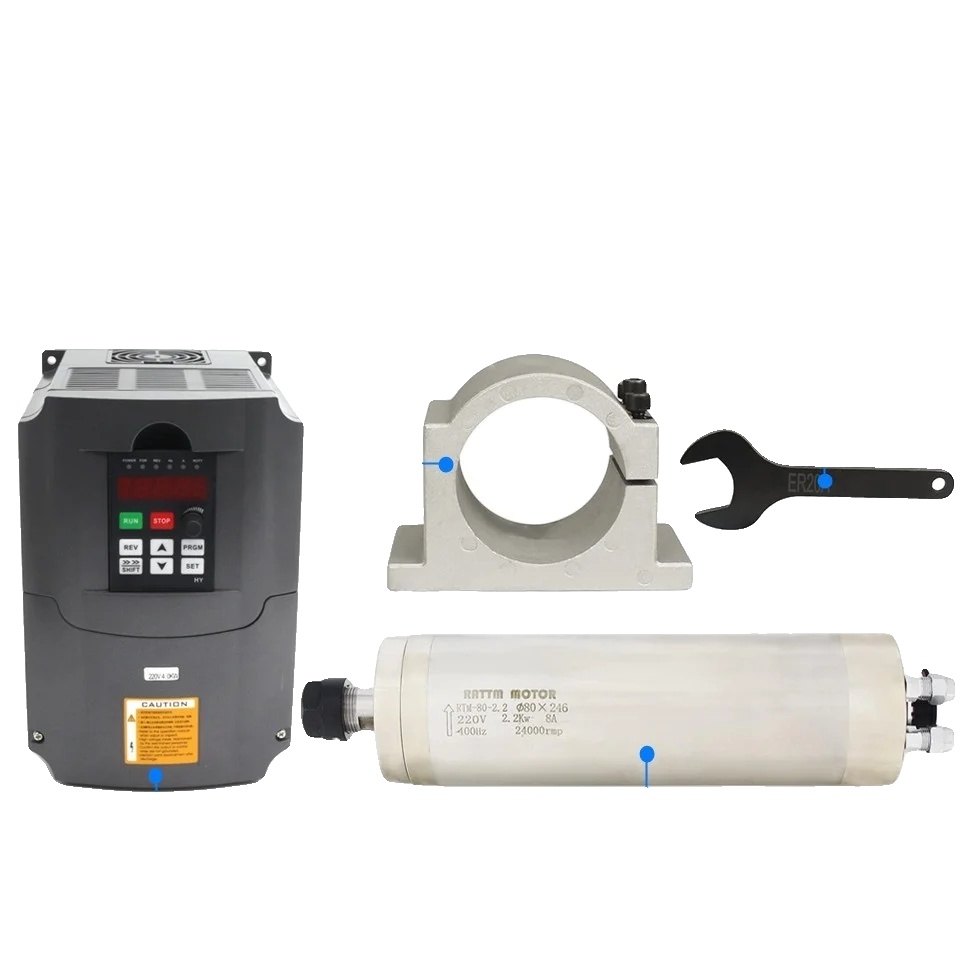 Wassergekühlter Spindelmotor, 2,2 Kw Leistung, Einstellbare Geschwindigkeit Bis Zu 24000 U/min, Vfd-klemme Hinzufügen