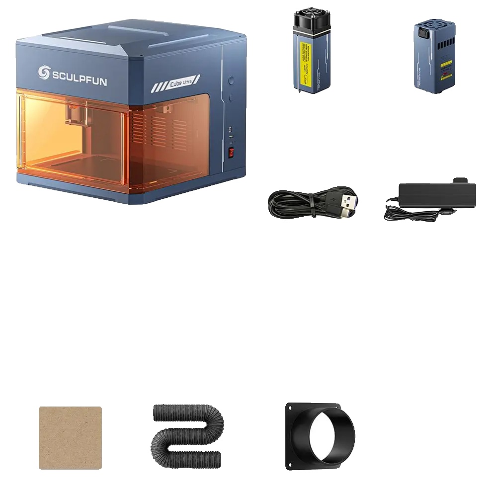 Lasergravierer, Hochgeschwindigkeitsleistung, Sicherheitsmerkmale, 150x135mm Arbeitsbereich, Sculpfun Icube Ultra Dual