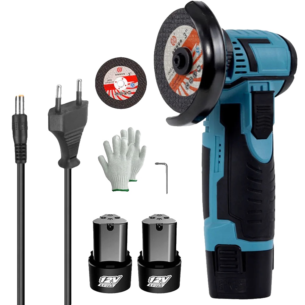 Winkelschleifer, Hochgeschwindigkeitsbetrieb, Ergonomisches Design, Mit 2 Batterien