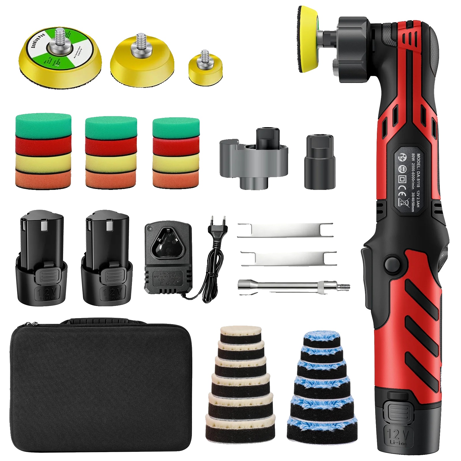 Kabelloser Mini-auto-polierer, Leichtes Design, Mehrere Pad-größen, Set B
