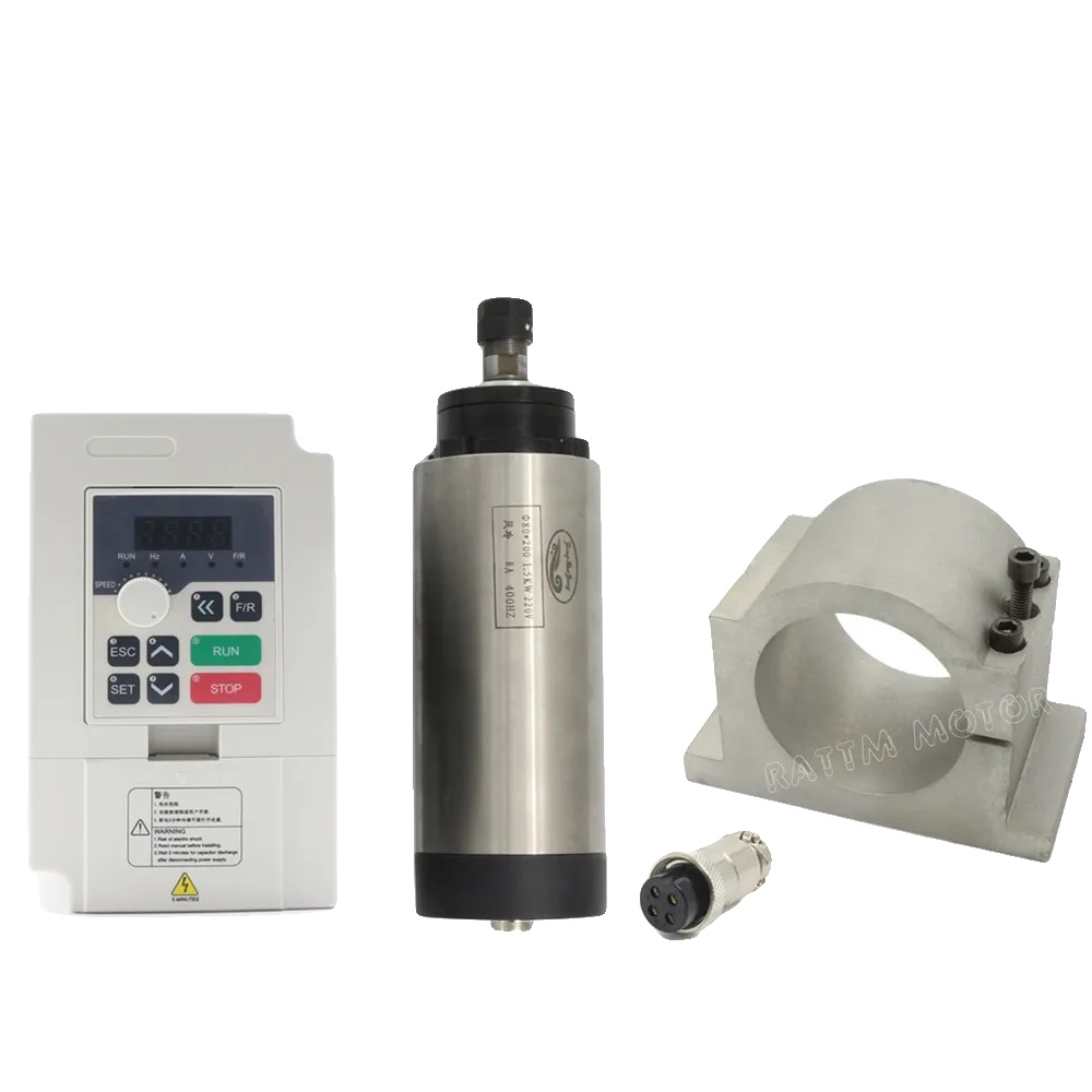Cnc-spindelmotor, 1,5 Kw Luftgekühlt, Einschließlich Vfd-inverter, Komplettset, 220v-a