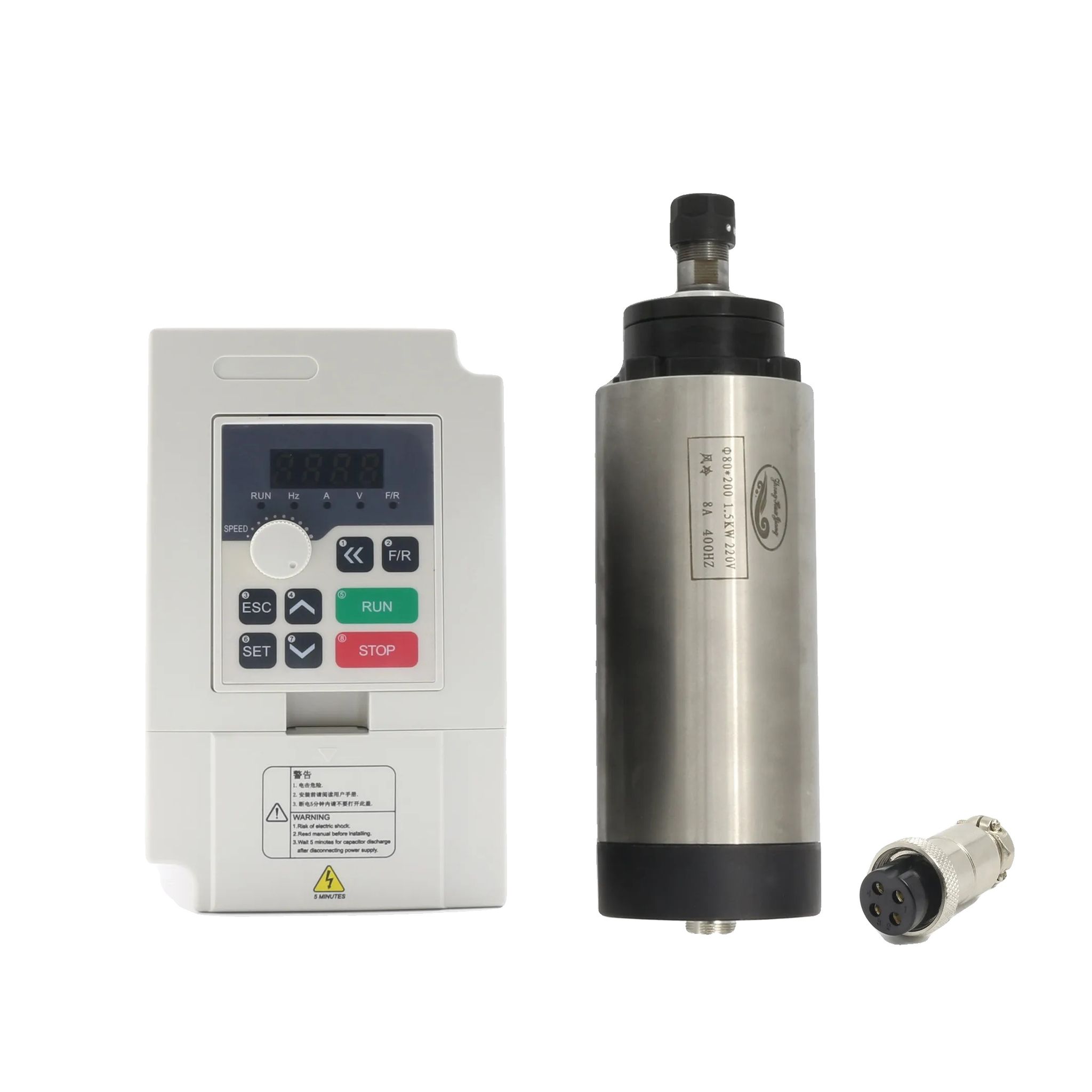 Cnc-spindelmotor, 1,5 Kw Luftgekühlt, Einschließlich Vfd-inverter, Spindel Add Vfd, 220v