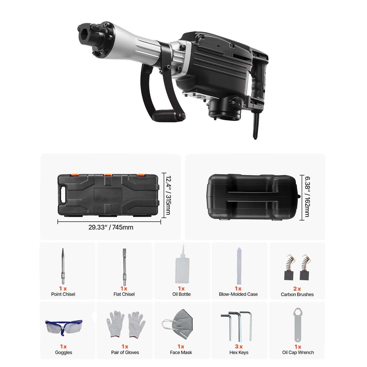Abbruchhammer, 2800w Leistung, Ergonomisches Design, 2800w 1stk