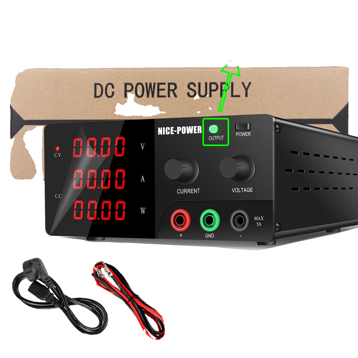 Dc-netzteil, Einstellbare Spannung, Hohe Stromausgabe, Schwarz Mit Output-a, 0-60v 0-10a 0-600w