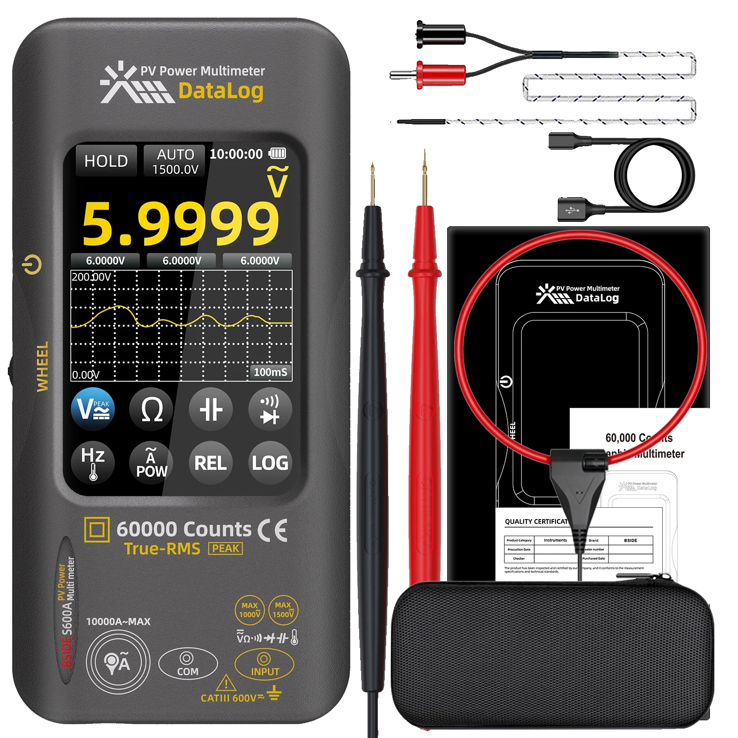 Digitalmultimeter, 60000 Zählungen, Ac/dc-leistungsmessung, Mit Flexiblem Klemmen
