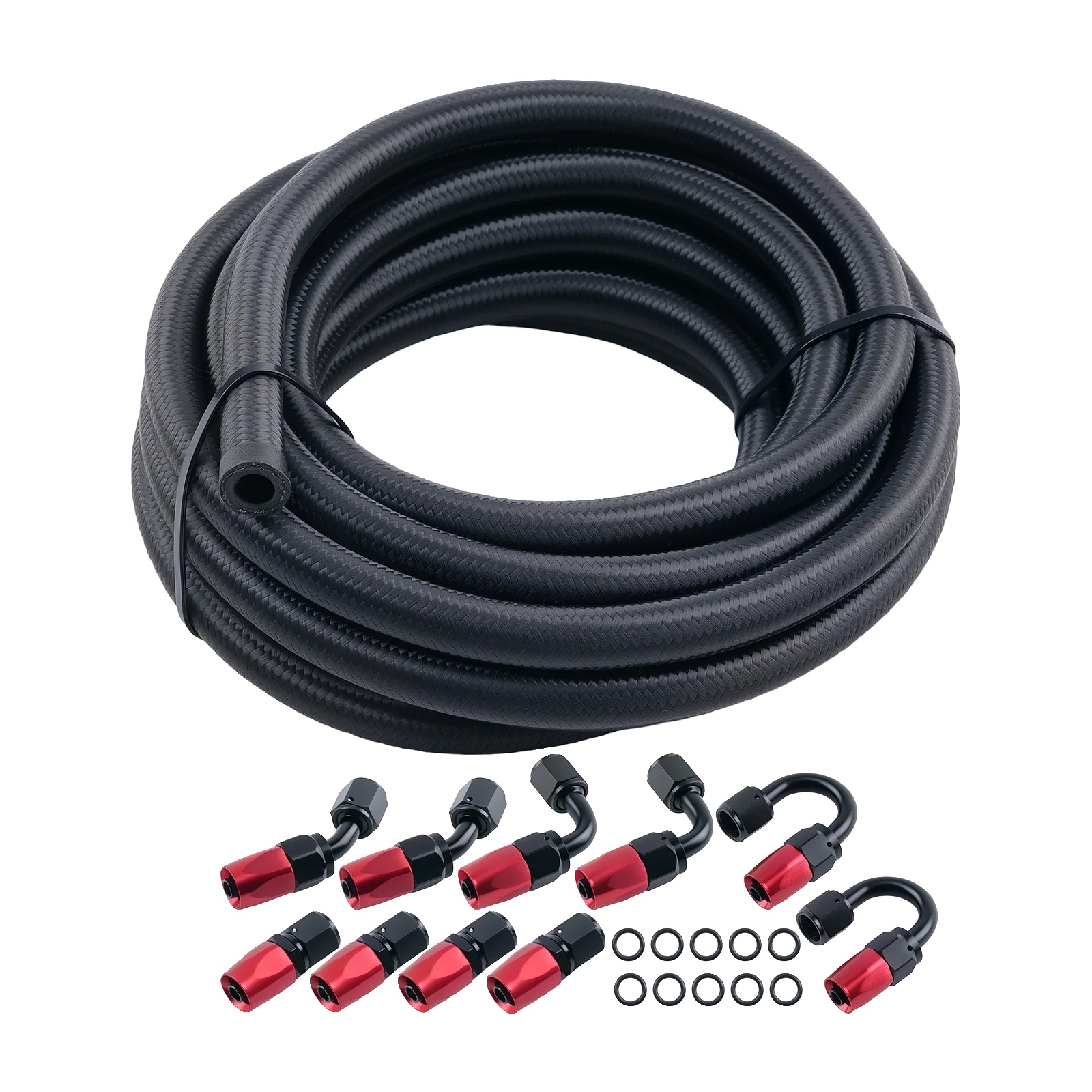 Kraftstoffleitung Set, 5m Länge, An6 Kompatibilität, 10 Fittings Enthalten, Nylon-edelstahl Material, Hochdruckbeständig