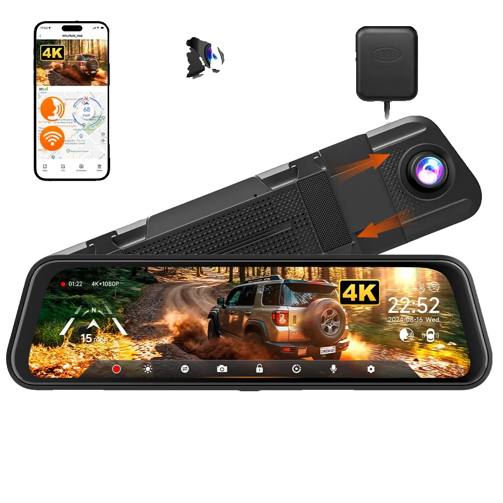Dash Cam, 4k + 1080p Auflösung, Dual-kamera-funktionalität, Kein Hardcoded Kit, Kostenlos 64g Tf