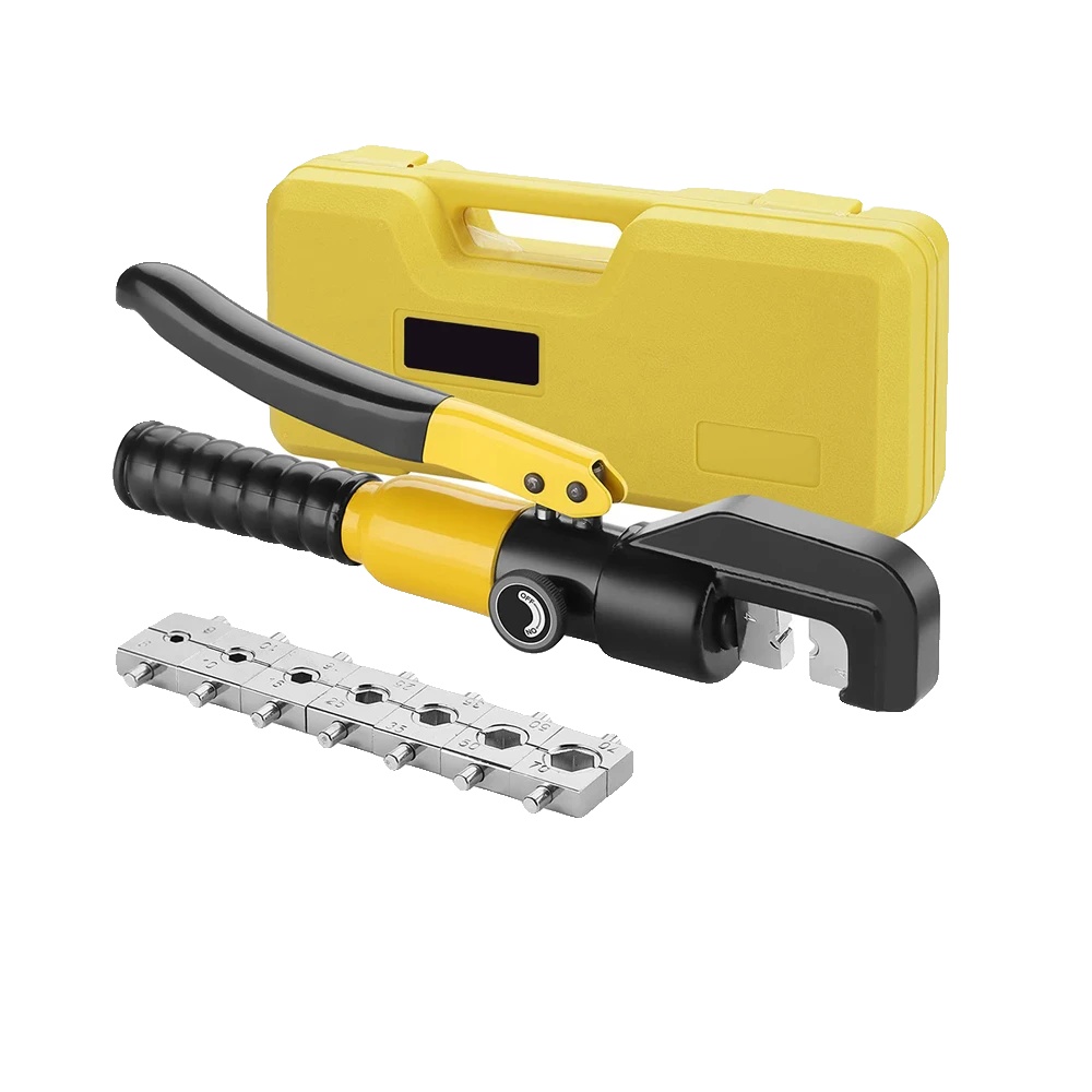 Hydraulische Kabelschuhzange, Maximale Crimpkraft 10 Tonnen, Crimpweg 12 Mm, Kompatibel Mit 12 Awg Bis 2/0 Awg, 360° Drehbarer Kopf, Enthält Mehrere