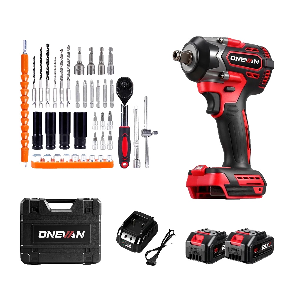 Elektrischer Schlagschrauber, Hoches Drehmoment, Bürstenloser Motor, 2batterie 1eu Stecker
