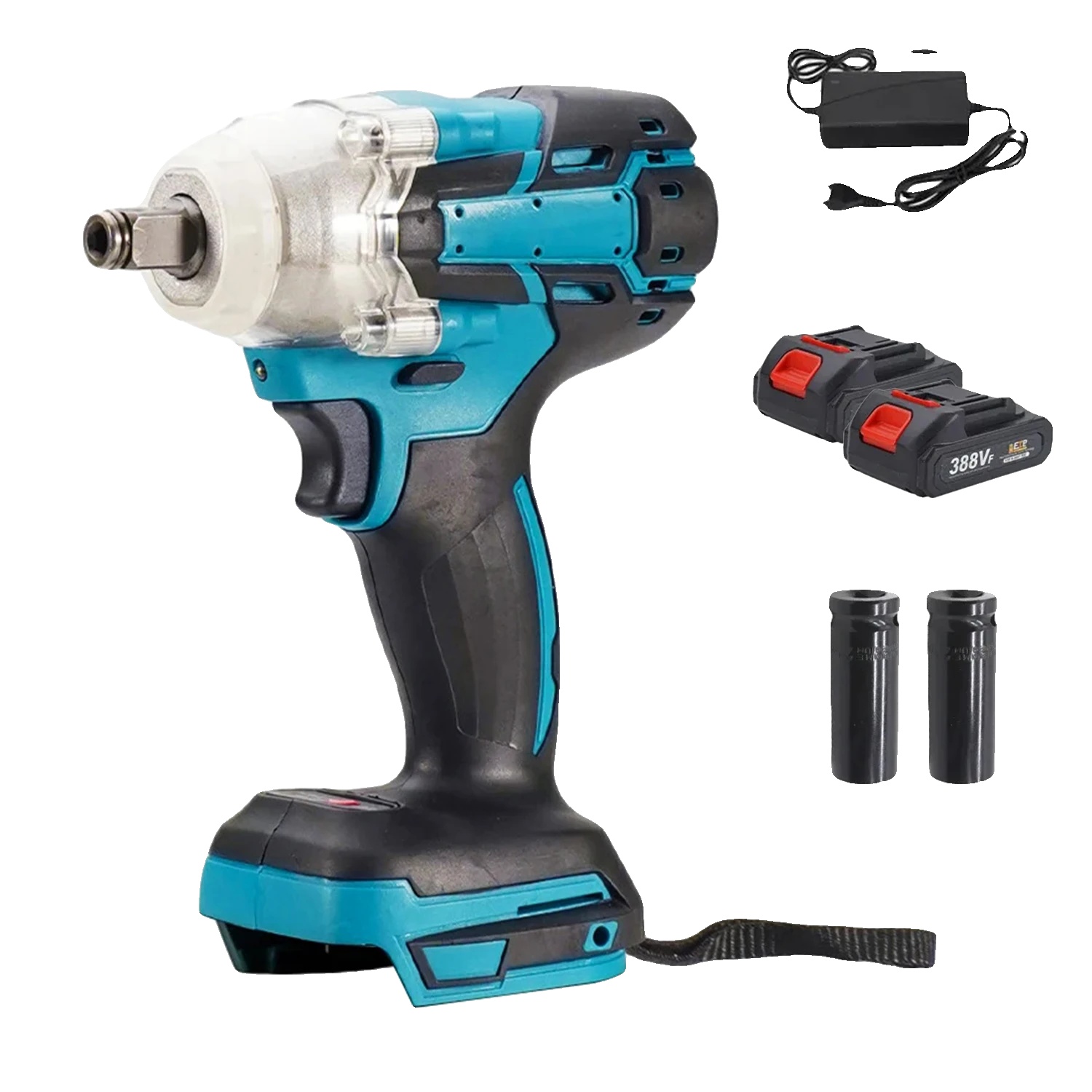 Elektrischer Schlagschrauber, Hoches Drehmoment, Bürstenloser Motor, 2pcs Batterie + Zwei Hüllen, Eu