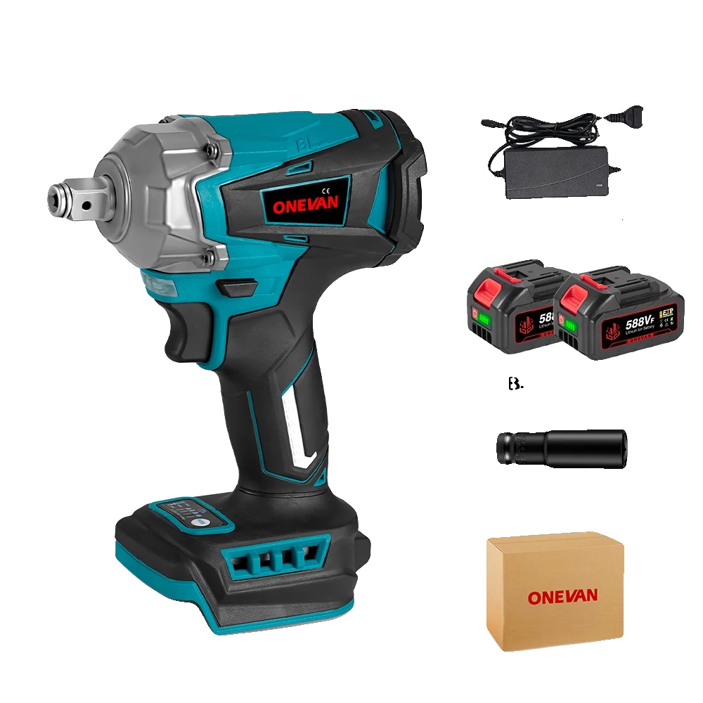 Elektrischer Schlagschrauber, Hoches Drehmoment, Kabelloses Design, 2 Batterien Set A