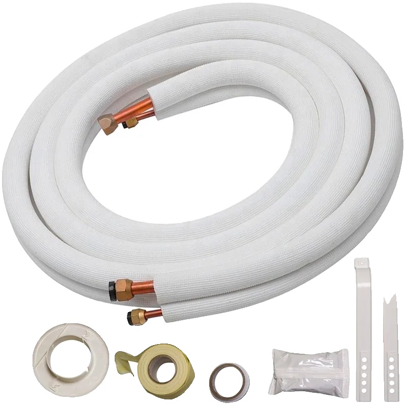 Isolierter Schlauch, Länge 5 Meter, Durchmesser 1/4" Und 3/8", Geeignet Für Klimaanlagen, Ausgeflanschte Enden, Inklusive Montageset