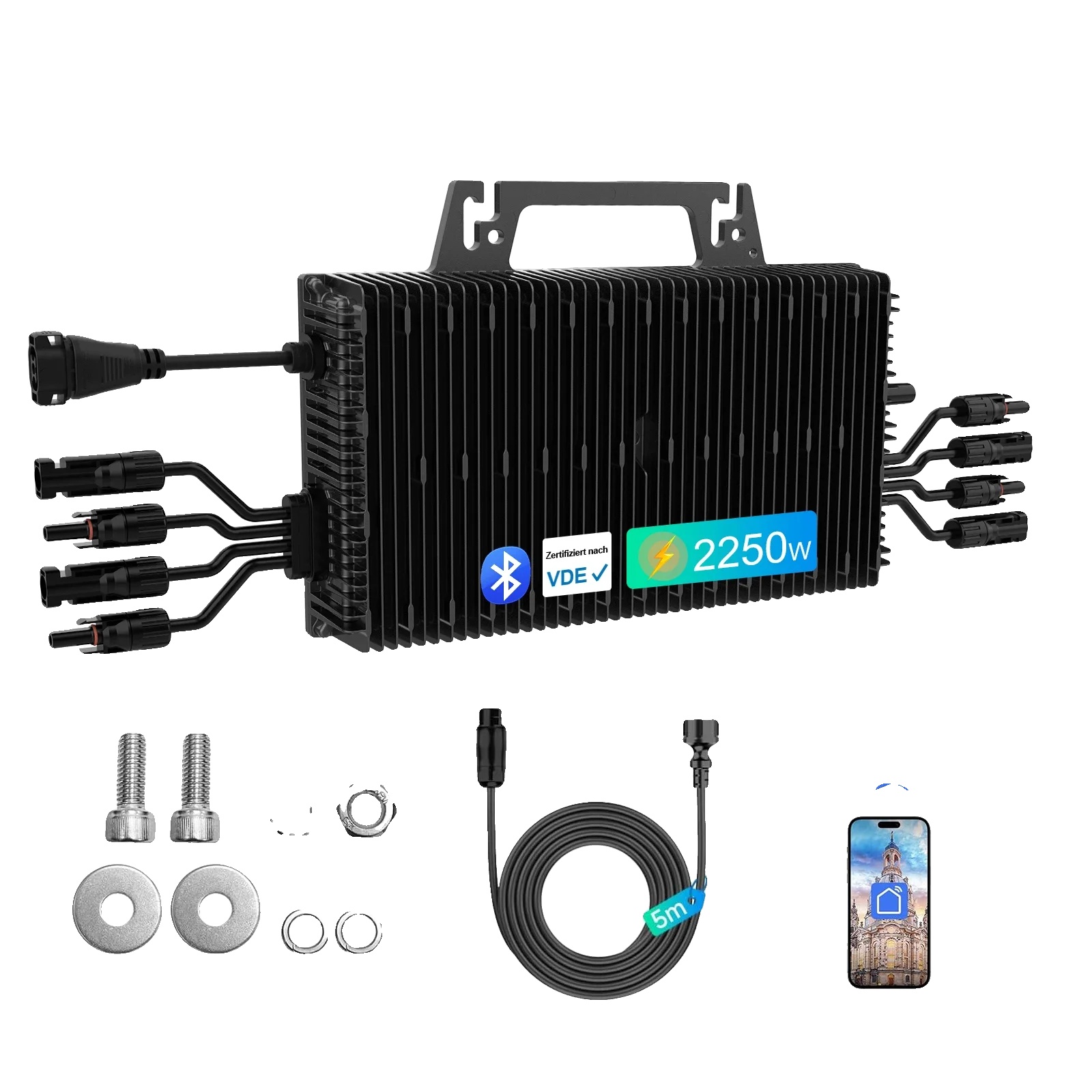 Mikro-wechselrichter, Plug-and-play-installation, Hochleistungsbetrieb, Nbq2250-eu, 230v-e, 22-50v-e