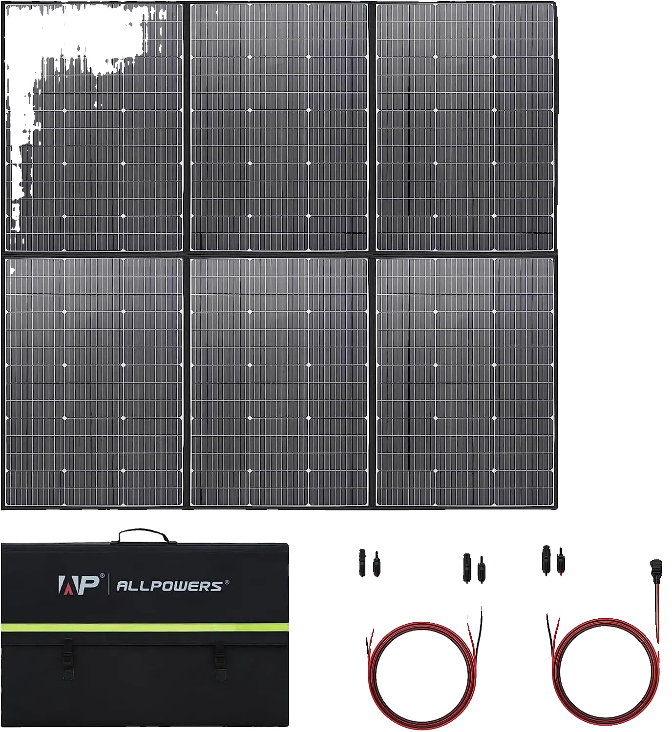 Solarpanel, 600w Leistungsabgabe, Monokristallines Silizium, Entfaltet Größe 83,7x71,4 Zoll, Gefaltet Größe 35,7x23,6 Zoll, 23% Energieumwandlungsrate