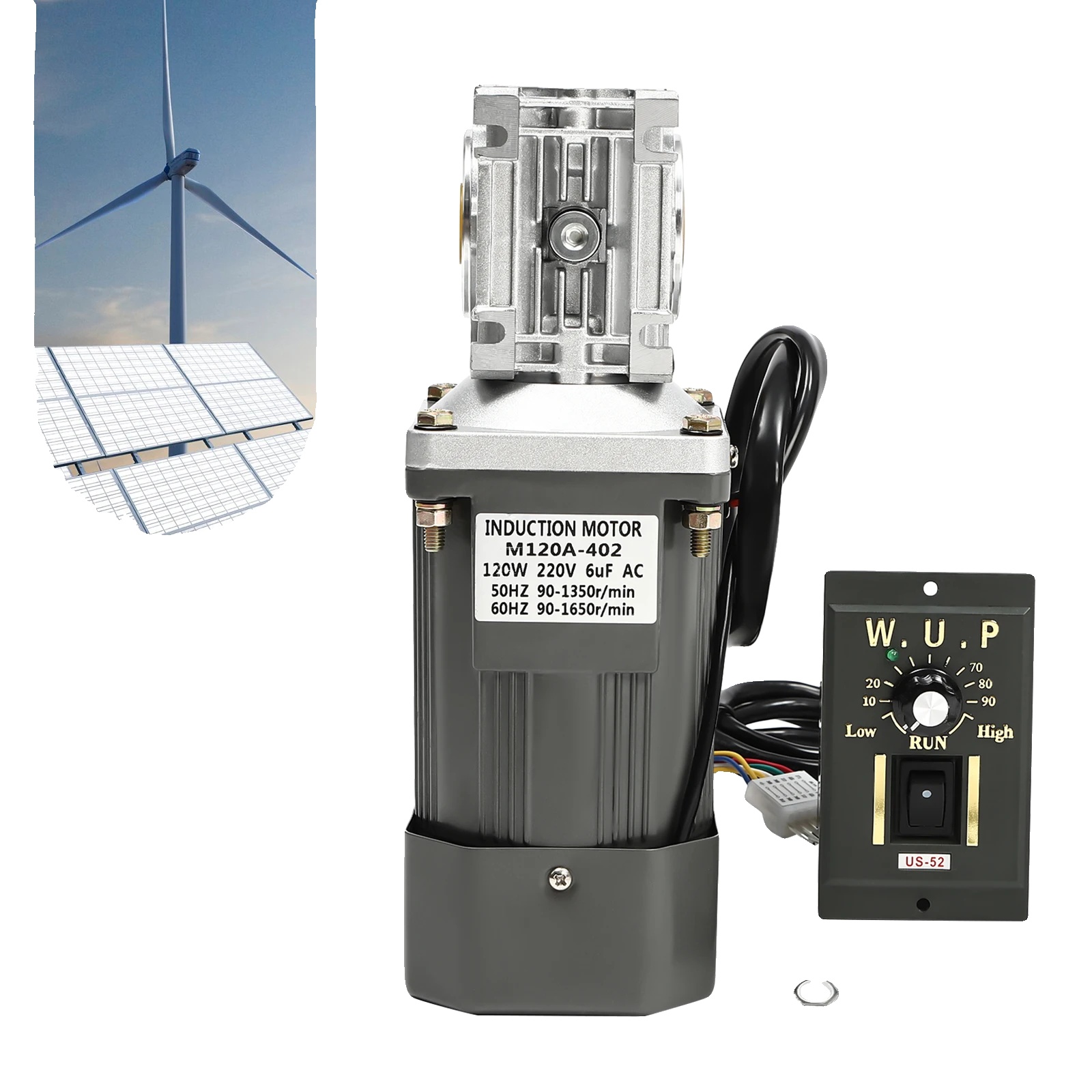 Elektrischer Getriebemotor, 120w Leistung, Ac 220v Spannung, Übersetzungsverhältnis 30:1, Leerlaufdrehzahl 60u/min, Abmessungen 9925cm