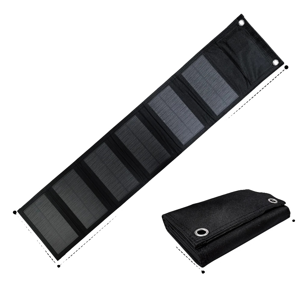 Solarpanel-ladegerät, Usb-ausgang, Leicht Und Tragbar, 6 Faltbar Schwarz