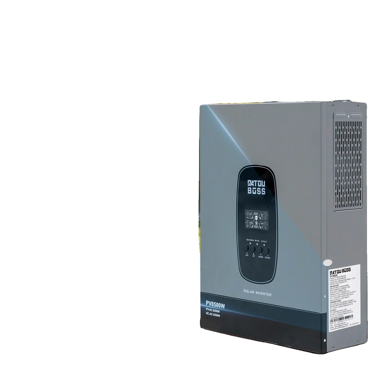 Hybrid-solarwechselrichter, 8500w Pv-eingang, Reine Sinuswelle-ausgang, 6200w 48v