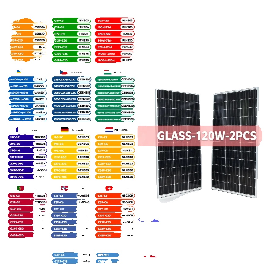 Solarpanel, Hohe Effizienz, Einfache Installation, Glas-120w-2stk