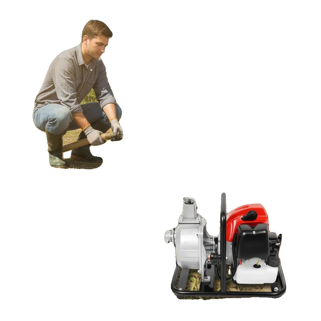 Benzinwasserpumpe, 1,7 Ps, Fördermenge 135 L/min, Maximale Förderhöhe 30 M, Nettogewicht 7,5 Kg, 2-takt-motor