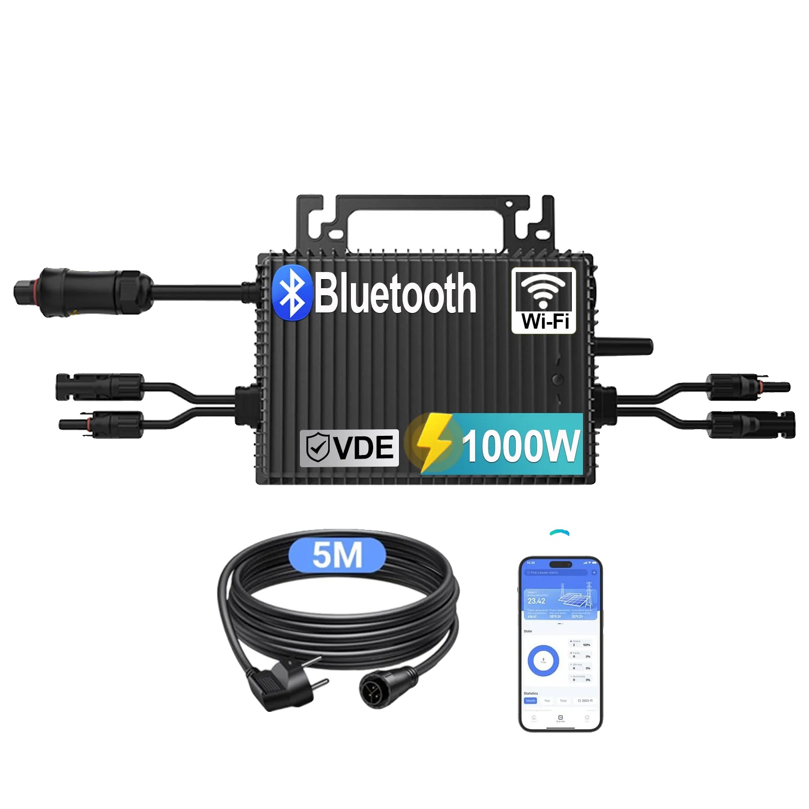 Mikroinverter, Wlan-steuerung, Ip67 Wasserdicht, 1000w, 230v, 22-50v