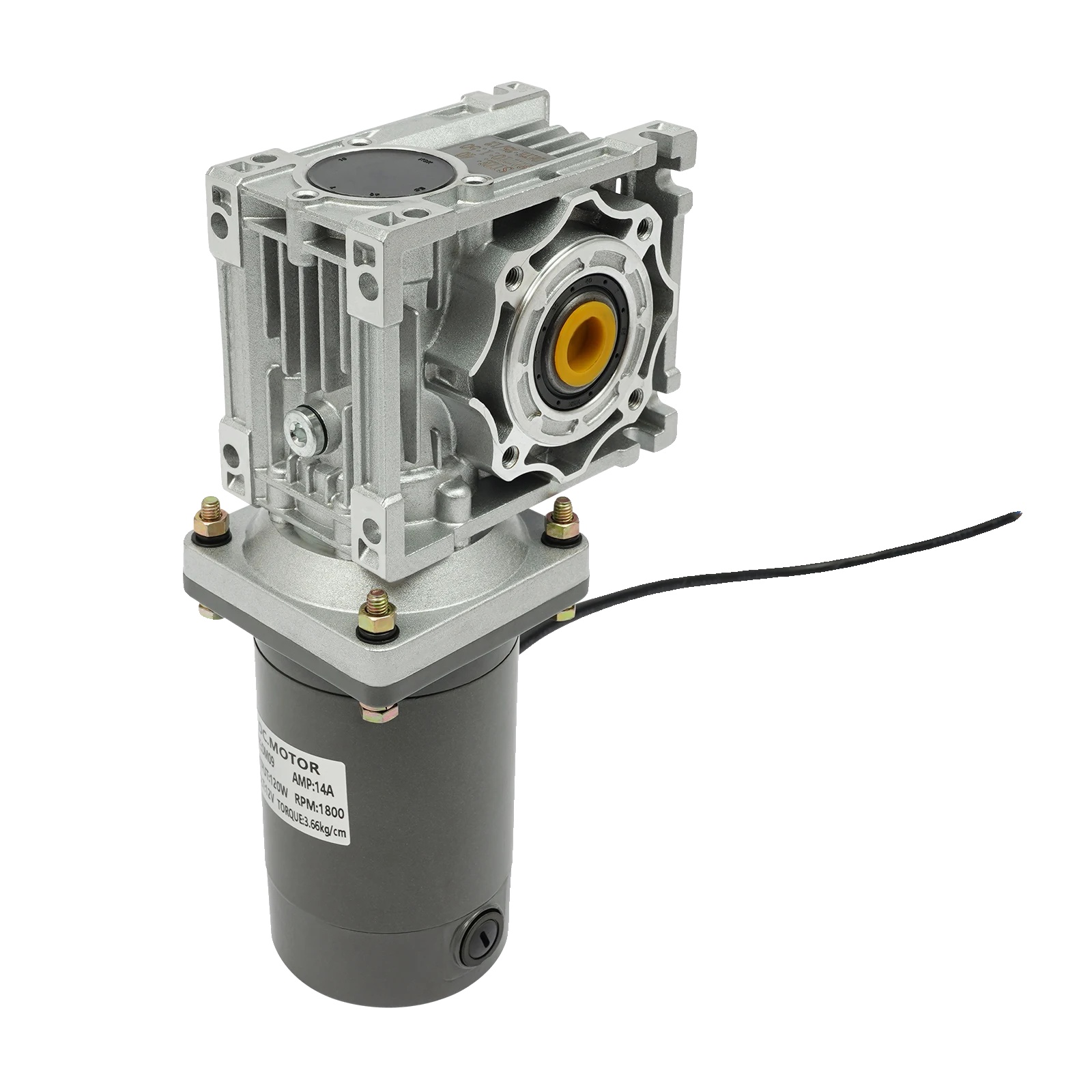 Wurmgetriebemotor, Dc 12v, 3,66 Kg/cm Drehmoment, Grau, 100v-240v Eu-stecker