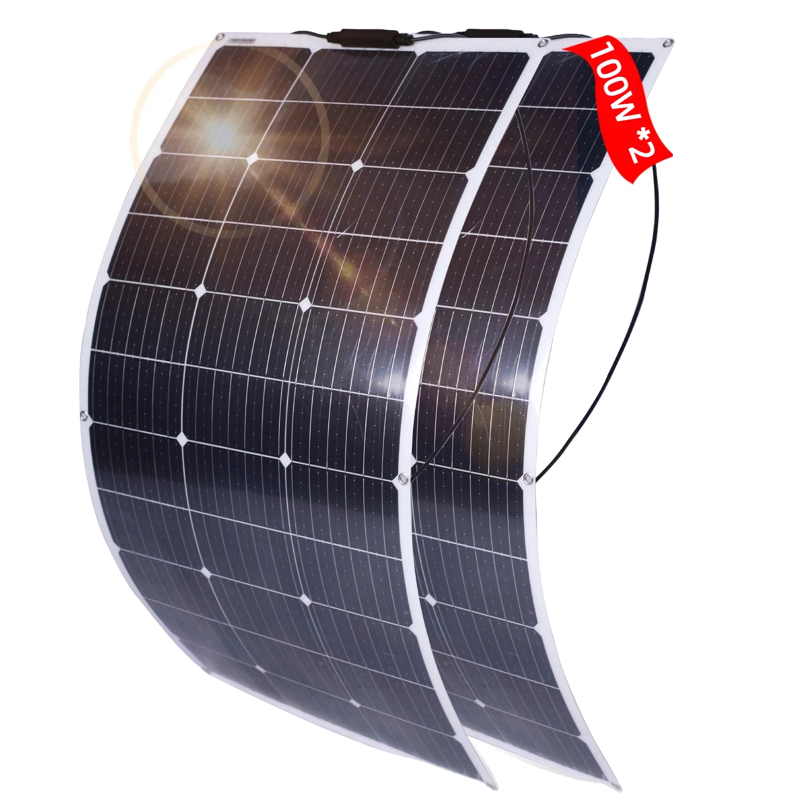 Flexibles Solarpanel, Monokristallines Modul, 100w Leistungskapazität, Pet100w 2pcs