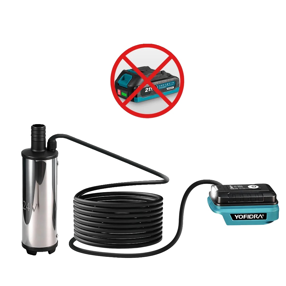 Elektrische Wasserpumpe, 50–80 L/min Durchflussrate, Integriertes Licht, Keine Batterie