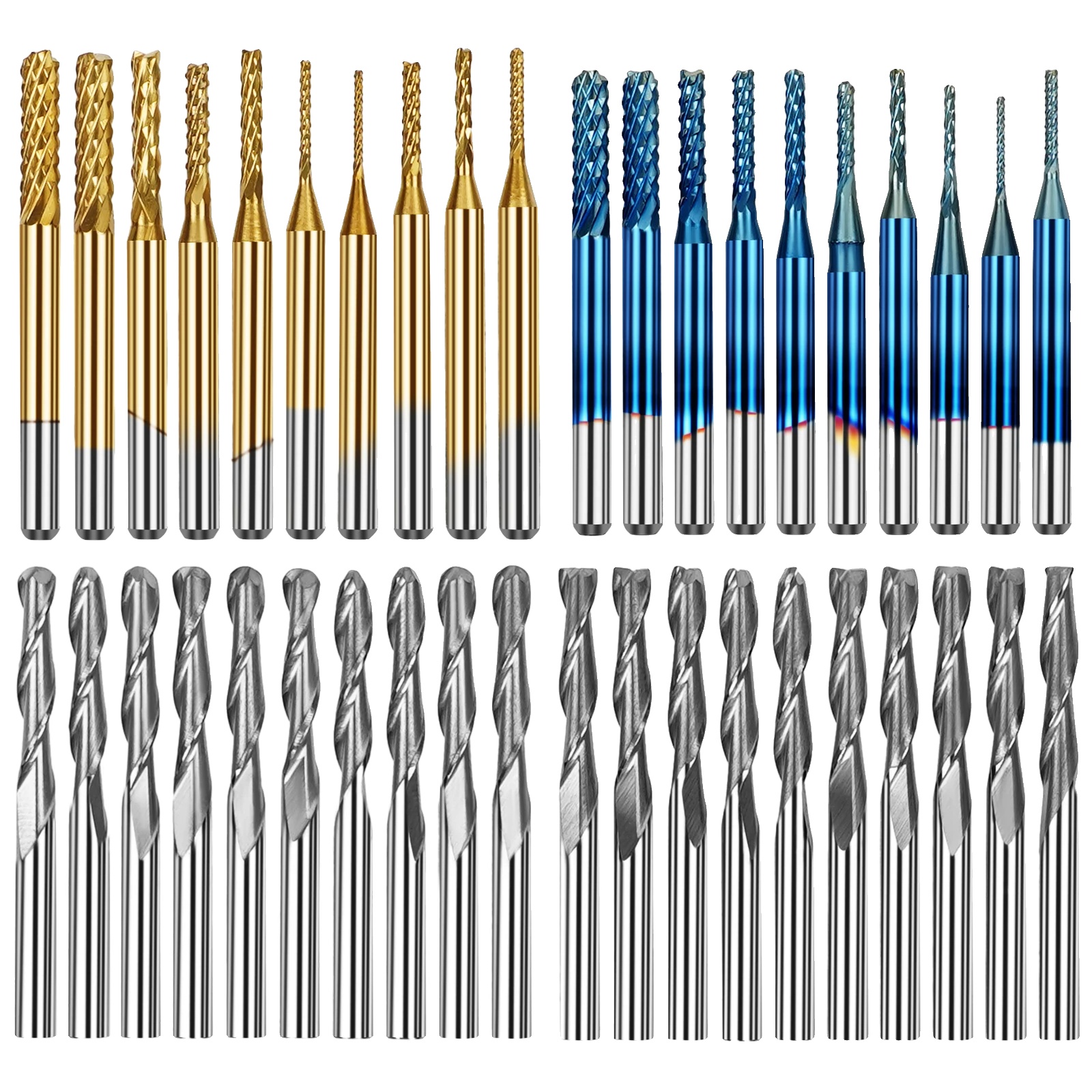 Fräswerkzeugset, Hartmetall, 3,175 Mm Schaftdurchmesser, 40 Teile, Kompatibel Mit Mehreren Gravurmaschinen, Präzises Schneiden Für Pcb Und Mehr