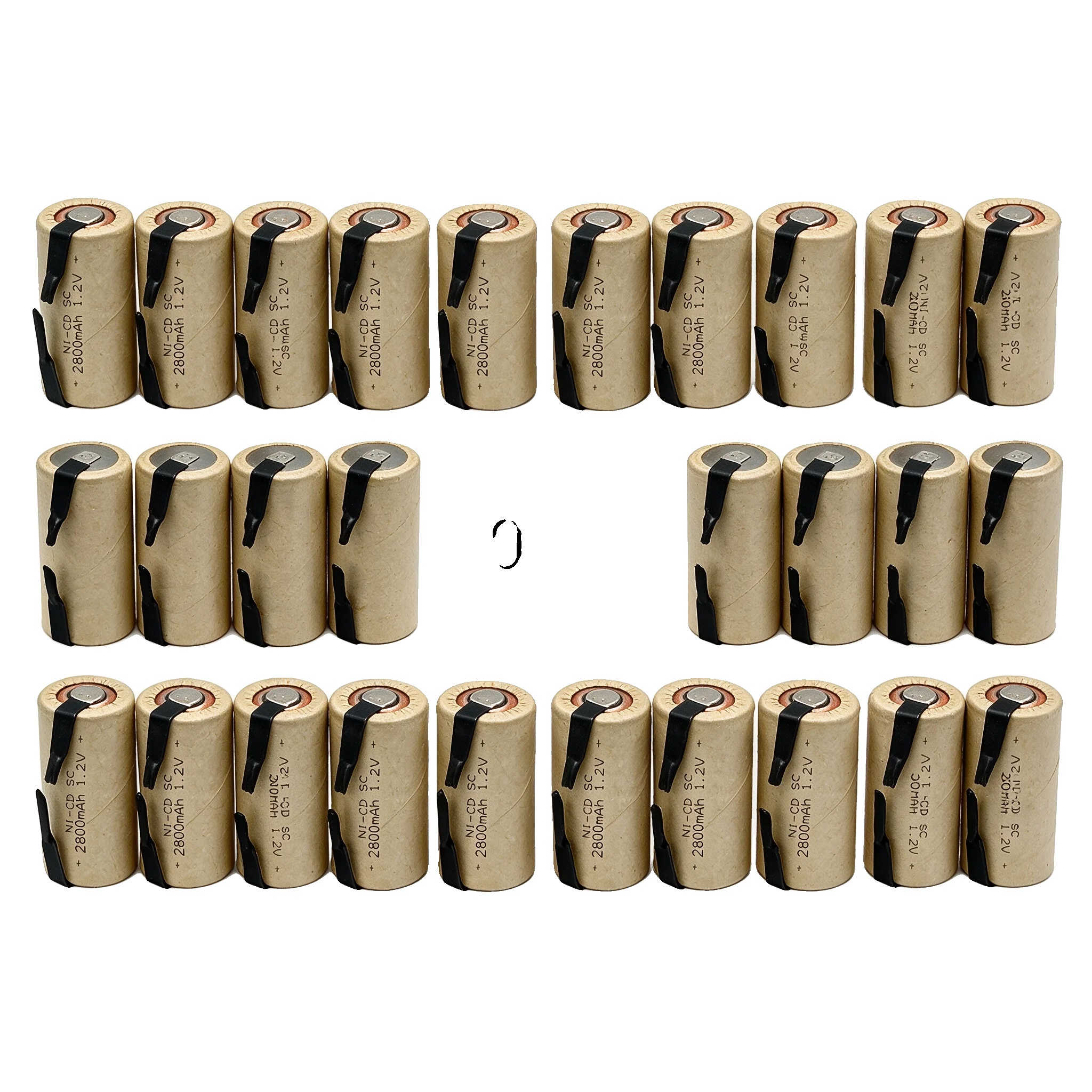 Ni-cd-batterie, 2800mah Kapazität, Wiederaufladbares Design, 30stück Batterie, 1,2v-a