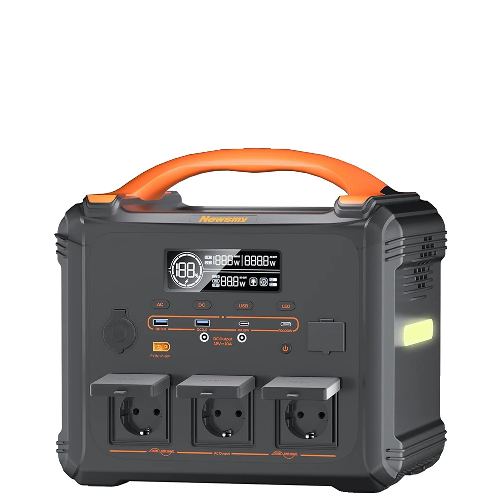 Tragbare Powerstation, 1102,5wh Kapazität, 2000w Nennleistung, Schwarz