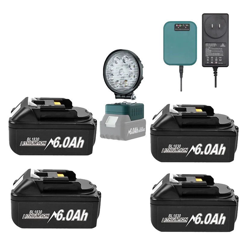 Wiederaufladbare Batterie, 6000mah Kapazität, Kompatibel Mit Mehreren Werkzeugen, 6ahx4 Chargx1 Lampex1