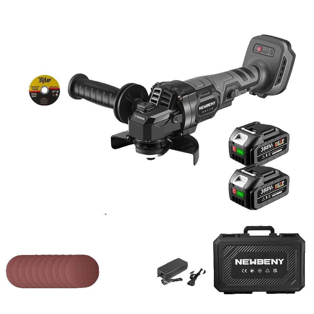 Winkelschleifer, Bürstenloser Motor, Stufenlose Geschwindigkeitsregelung, 2xbatterie-eu Stecker