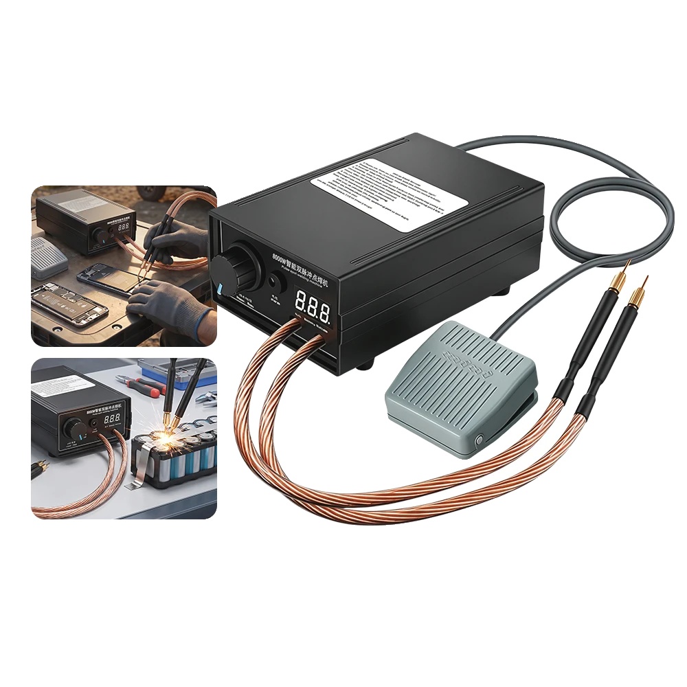 Punktschweißer, 8000w Leistung, Maximalstrom 1200a, Unterstützt 0,1-0,3mm Nickelstreifen, Kompaktes Design, Robustes Abs-gehäuse