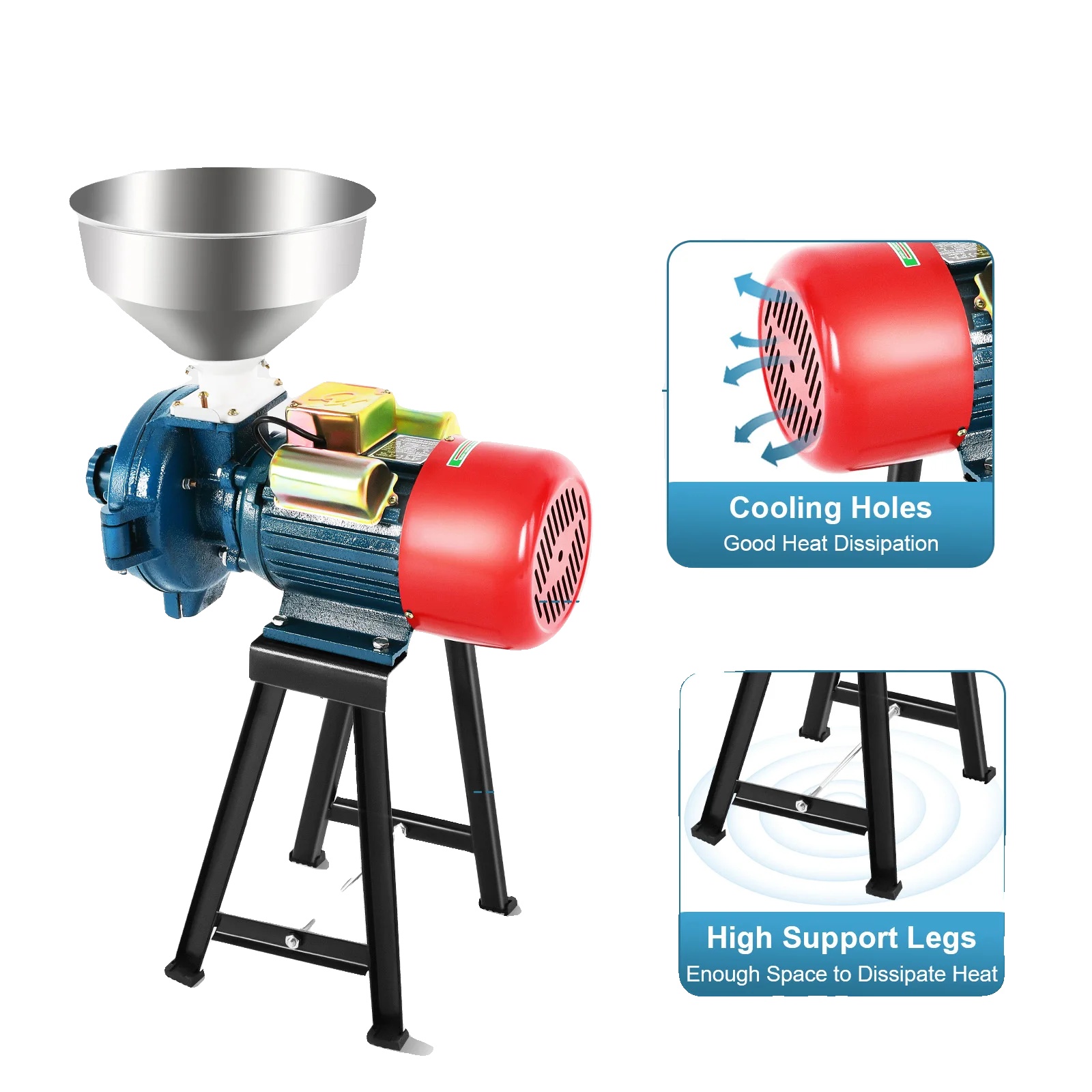 Elektrische Getreidemühle, 2200w Leistung, 220v Spannung, 1400 U/min Nennspeed, 150 Mm Mahlplattendurchmesser, 584327 Cm Abmessungen
